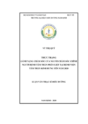 Gánh Nặng Chăm Sóc Người Bệnh Tâm Thần Phân Liệt Tại 