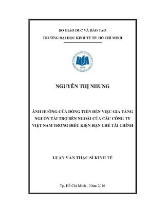 Ảnh Hưởng Của Dòng Tiền Đến Nguồn Tài Trợ Bên Ngoài Của