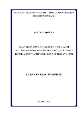 Hoàn thiện quản lý thuế giá trị gia tăng cho doanh