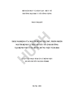Trải Nghiệm Của Người Bệnh Nội Trú Tại Bệnh Viện Ung