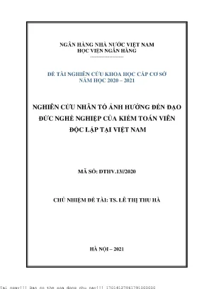 Nghiên Cứu Nhân Tố Ảnh Hưởng Đến Đạo Đức Nghề Nghiệp Của