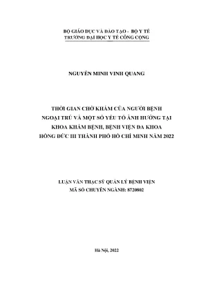Thời Gian Chờ Khám Bệnh Ngoại Trú Tại Bệnh Viện Đa Khoa
