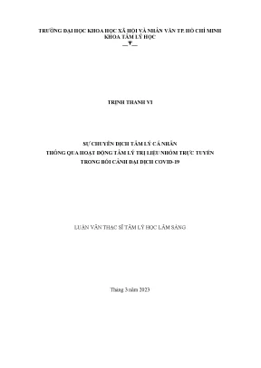 Sự chuyển dịch tâm lý cá nhân thông qua hoạt động tâm lý trị liệu nhóm trực tuyến trong bối cảnh đại dịch covid 19