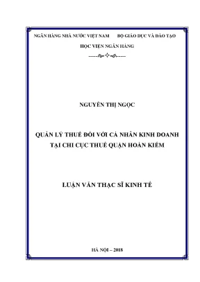 Quản Lý Thuế Đối Với Cá Nhân Kinh Doanh Tại Chi Cục Thuế