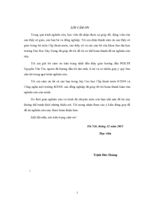 Cảm Ơn và Đóng Góp Trong Nghiên Cứu Cấp Thoát Nước