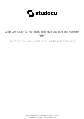 Quản Lý Hoạt Động Giáo Dục Đạo Đức Cho Học Sinh THPT Tại 