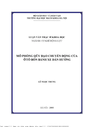 Mô Phỏng Quỹ Đạo Chuyển Động Ô Tô Bốn Bánh Dẫn Hướng