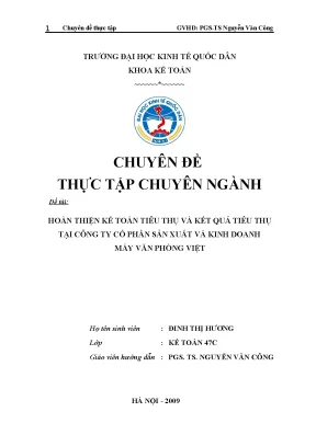 Hoàn thiện kế toán tiêu thụ tại Công ty Cổ phần Sản xuất
