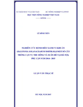 Nghiên Cứu Bệnh Héo Xanh Vi Khuẩn Gây Hại Cây Trồng Tại