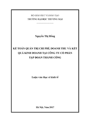 Kế Toán Quản Trị Chi Phí, Doanh Thu và Kết Quả Kinh