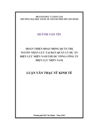 Hoàn thiện Quản trị Nguồn Nhân lực tại Ban Quản lý Dự án