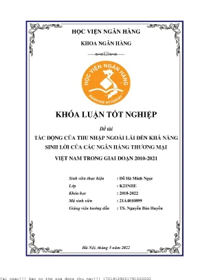Tác Động Của Thu Nhập Ngoài Lãi Đến Khả Năng Sinh Lời