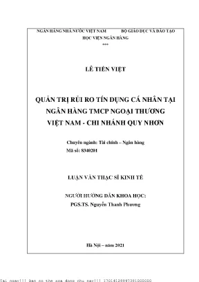 Quản Trị Rủi Ro Tín Dụng Cá Nhân Tại Ngân Hàng TMCP