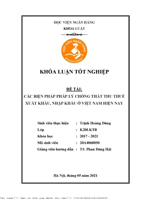 Biện Pháp Pháp Lý Chống Thất Thu Thuế Xuất Nhập Khẩu Tại