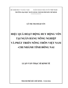 Hiệu Quả Huy Động Vốn Tại Ngân Hàng Nông Nghiệp Việt Nam