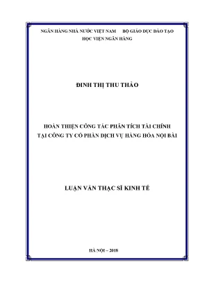 Hoàn thiện phân tích tài chính tại Công ty Cổ phần Dịch