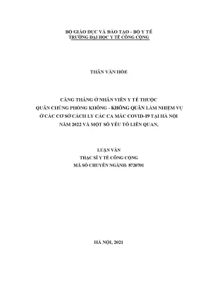 Căng Thẳng Ở Nhân Viên Y Tế Tại Các Cơ Sở Cách Ly 