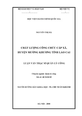 Nâng Cao Chất Lượng Công Chức Cấp Xã Tại Huyện Mường