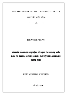 Giải Pháp Hoàn Thiện Hoạt Động Xếp Hạng Tín Dụng Tại