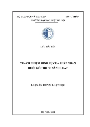 Trách Nhiệm Hình Sự Của Pháp Nhân: Nghiên Cứu So Sánh