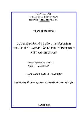 Quy Chế Pháp Lý Công Ty Tài Chính Ở Việt Nam: Thực Trạng