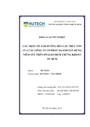 Các Nhân Tố Ảnh Hưởng Đến Cấu Trúc Vốn Của Công Ty Cổ