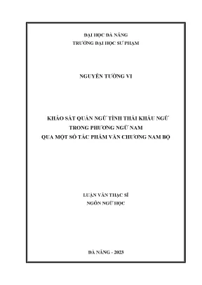 Khảo Sát Quán Ngữ Tình Thái Khẩu Ngữ Trong Phương Ngữ Nam Bộ