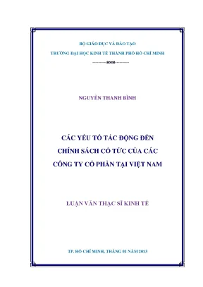 Các yếu tố ảnh hưởng đến chính sách cổ tức của công ty