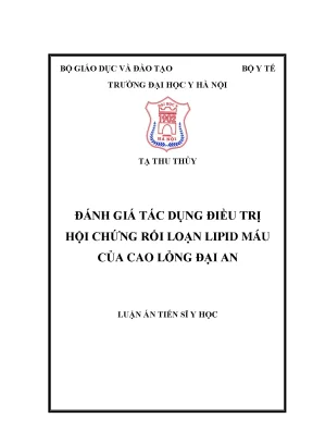 Đánh Giá Tác Dụng Điều Trị Hội Chứng Rối Loạn Lipid Máu