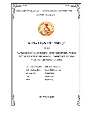 Nâng cao chất lượng thẩm định tài chính dự án đầu tư tại