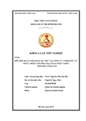 Đổi Mới Quản Trị Hàng Dự Trữ Tại Công Ty TNHH Đầu Tư