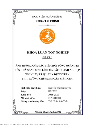 Ảnh Hưởng Của Hội Đồng Quản Trị Đến Khả Năng Sinh Lời