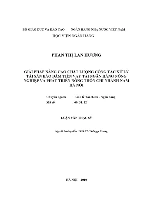 Giải Pháp Nâng Cao Chất Lượng Xử Lý Tài Sản Bảo Đảm Tiền
