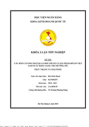 Rào Cản Phi Thuế Quan Đối Với Xuất Khẩu Gỗ Việt Nam Sang