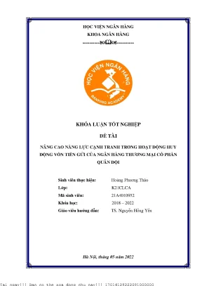 Nâng Cao Năng Lực Cạnh Tranh Trong Huy Động Vốn Tiền Gửi