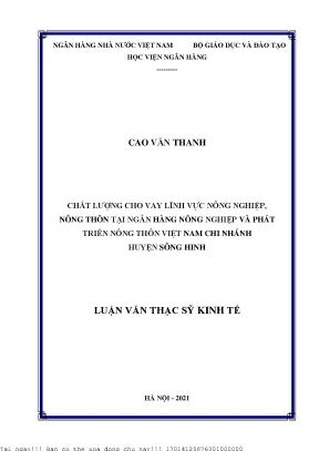 Chất lượng cho vay nông nghiệp tại Agribank Sông Hinh
