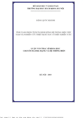 Nghiên Cứu Tính Toán Phân Tích Ổn Định Hệ Thống Điện 