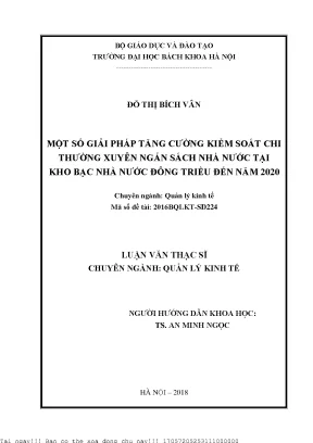 Giải Pháp Tăng Cường Kiểm Soát Chi Ngân Sách Nhà Nước