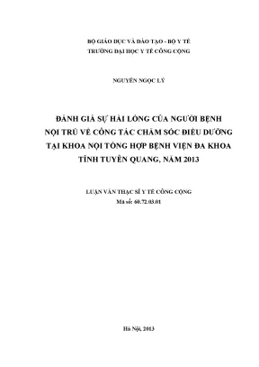 Đánh Giá Sự Hài Lòng Của Người Bệnh Nội Trú Tại Bệnh