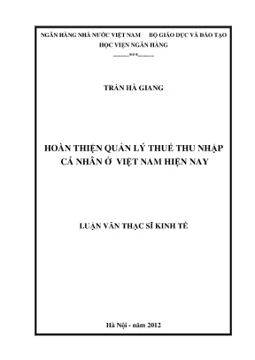 Hoàn thiện quản lý thuế thu nhập cá nhân ở Việt Nam