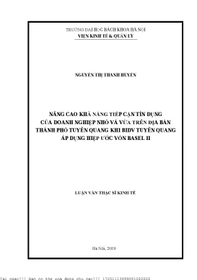 Nâng Cao Khả Năng Tiếp Cận Tín Dụng Cho Doanh Nghiệp Nhỏ