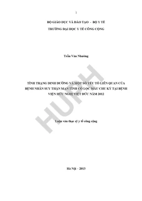 Tình Trạng Dinh Dưỡng và Yếu Tố Liên Quan ở Bệnh Nhân