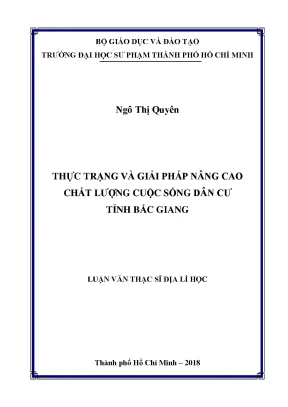 Nâng Cao Chất Lượng Cuộc Sống Dân Cư Tỉnh Bắc Giang: 
