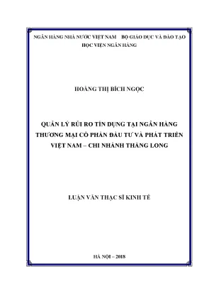Quản Lý Rủi Ro Tín Dụng Tại Ngân Hàng Thương Mại Cổ Phần