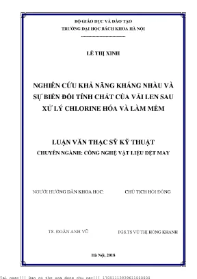 Nghiên Cứu Khả Năng Kháng Nhầu và Biến Đổi Tính Chất Vải 