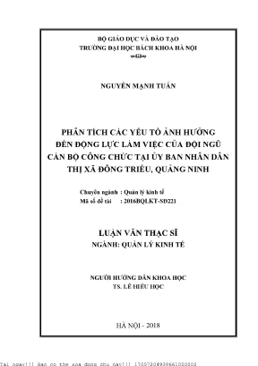 Phân Tích Động Lực Làm Việc Của Cán Bộ Công Chức Tại Ủy