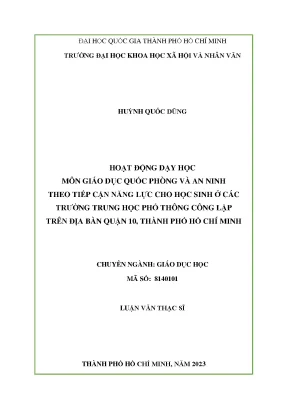 Nâng Cao Hoạt Động Dạy Học Giáo Dục Quốc Phòng và An
