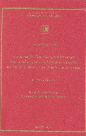 Hoàn thiện quản lý dự án đầu tư xây dựng tại Quảng Bình