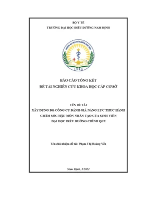 Đánh Giá Năng Lực Thực Hành Chăm Sóc Hậu Môn Nhân Tạo 