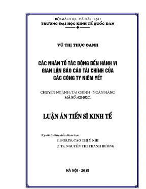 Nghiên Cứu Hành Vi Gian Lận Báo Cáo Tài Chính Tại Các